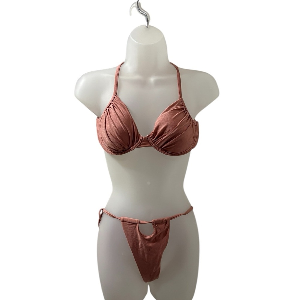 Unbranded Metallic Bronze Push Up String Thong Bikini Large